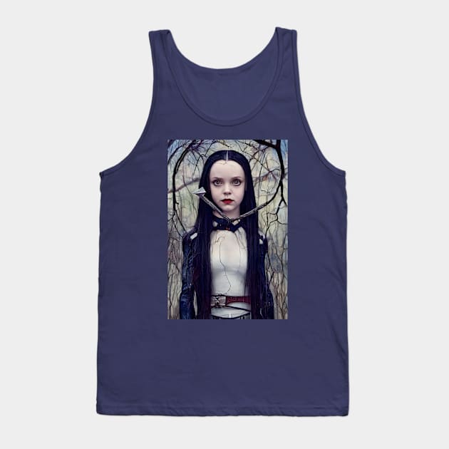 Wednesday Addams Anime Portrait Tank Top by AIPerfection